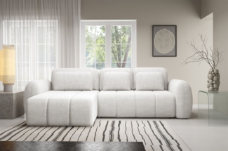 Ecksofa Schlafsofa Sofa CARIA in Stoff Quelle Weiss Ottomane Links
