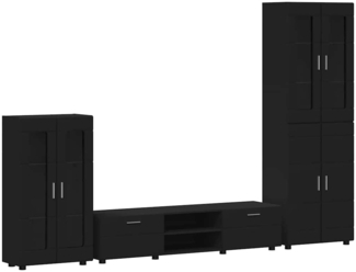 vidaXL TV-Schrankset mit Schubladen mit Regal Schwarz Holzwerkstoff 3397975