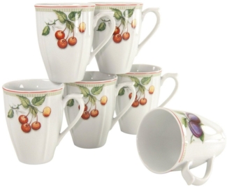CreaTable Becher Kaffeebecher Flora Orchard, Porzellan, Tassen Set, 6-teilig