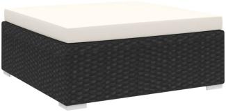 vidaXL Modular-Fußhocker 1 Stk. + Auflagen Poly Rattan Schwarz 46802