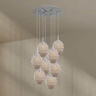 s.luce Echos Galerieleuchte 8-flammig Ø 80cm Baldachin Ø 25cm Klar, Weiß