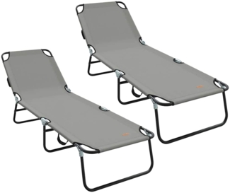 vidaXL Klappbare Sonnenliege 2-Person 2 pcs Grau 56 x 189 x 87 cm Stoff 42003149