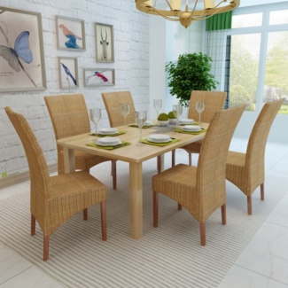 vidaXL Esszimmerstühle 6 Stk. Natur Rattan Braun [274205]