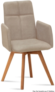 Armlehnstuhl (8er-Set) Dinah 52 x 92 x 60 Eiche geölt/Natur