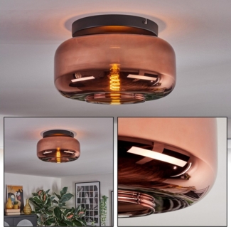 hofstein Deckenleuchte 1-flammige Deckenlampe aus Metall/Glas in Schwarz/Kupferfarben, ohne Leuchtmittel, Leuchte im Retro/Vintage-Design (Schirm Ø 28 cm), E27, Esszimmer