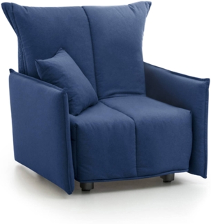 Dmora Sessel Atlantis, Einzelsofa, Wohnzimmersessel mit Trolley-Öffnung, Standardarmlehnen, 100 % Made in Italy, 110 x 90 x 85 cm, Blau