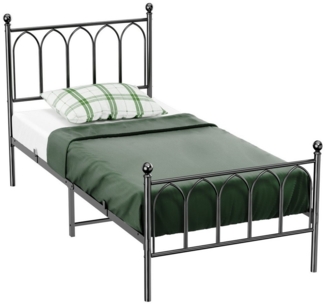 HAUSS SPLOE Metallbett 90x200 cm mit Lattenrost für Schlafzimmer ohne Martatze Schwarz