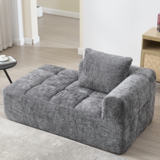 LVHOM Chaiselongue Schlafsofa mit Kissen, Lounge Sessel Relaxsessel Einzelsessel mit Seitentasche, Sofa Schlaffunktion, Sessel für Wohnzimmer
