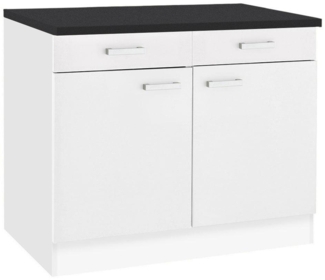 OPTIFIT Unterschrank Odense 100 cm breit, mit 2 Türen und 2 Schubkästen, mit 28 mm Arbeitsplatte