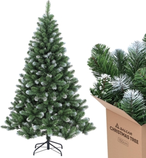 SALCAR Künstlicher Weihnachtsbaum 180 cm – Tannenbaum mit schneebedeckten, runden PVC-Zweigspitzen in Tannengrün, dichter Christbaum mit stabilem Metallständer – Ideal für Weihnachtsdeko Zuhause