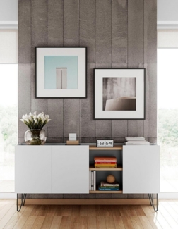 TemaHome Sideboard Nina, Kommode, schwarz lackiertes Metallgestell, Breite 180 cm