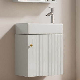 Fanttik Badmöbel-Set Badezimmermöbel Waschbecken mit Waschtischunterschrank 46 cm, (Waschtischunterschrank, Waschtischunterschrank), hängend, Kleine Gästebadmöbel