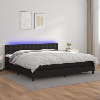 vidaXL Boxspringbett mit Matratze & LED Schwarz 200x200 cm Kunstleder, Härtegrad: H2 [3134243]