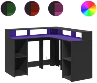 vidaXL LED-Schreibtisch Schwarz 130x130x91 cm Holzwerkstoff 3309448