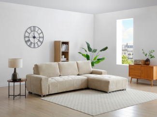 Vente-unique - Ecksofa - Ecke rechts - Stoff Beige - MICHELIA