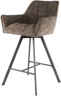 Barhocker Spinras 2er-Set, Webstoff mit Armlehne, modern drehbar, Taupe, gepolstert