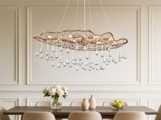 Elstead Lighting QN-LAGUNA-8P QUINTIESSE Kronleuchter Laguna E14 40W Stahl, Gold brüniert; L:40. 6cm H:36. 9cm B:106. 7cm dimmbar höhenverstellbar