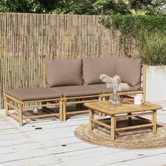 vidaXL 3-tlg. Garten-Lounge-Set mit Taupe Kissen Bambus 3155140
