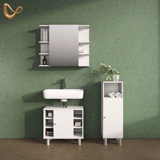 Livinity® Midischrank Fucino, Weiß/Weiß, 30 x 95 cm (1-St)