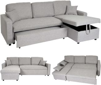 Ecksofa mit Bettkasten HWC-L17, Couch Sofa L-Form, Liegefläche Nosagfederung 228cm ~ grau