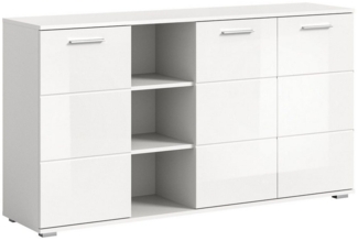 Newroom Kommode Prenix, Kommode weiß NB weiß HG Modern Sideboard Highboard Wohnzimmer