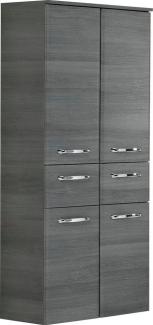 Saphir Midischrank Quickset Badschrank 60 cm breit, 141 cm hoch mit 4 Türen Badezimmer-Midischrank inkl. Türdämpfer, Griffe in Chrom glänzend