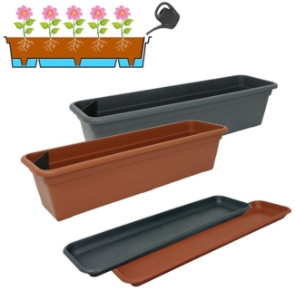 Heimwerkercenter Balkonkasten MePla Untersetzer Balcony Standard L 38cm B 15,8cm Anthrazit, Kunstoff
