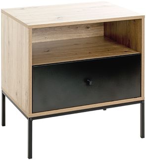 Konsole >54413< in eiche, schwarz, MDF, Metall - 55x60x42cm (BxHxT)