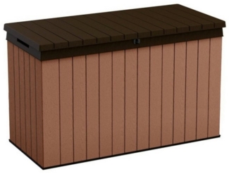 Keter Gartenbox "Darwin" 662 Liter naturgetreue Holzoptik Deckel bis 300 kg belastbar, abschließbar
