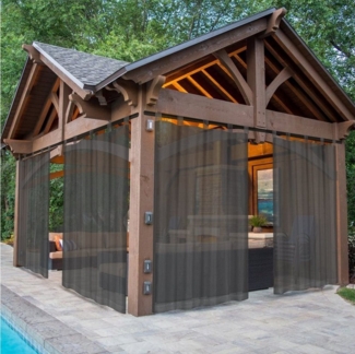 BTTO V&G Outdoorvorhang Wasserdichter Gardinen,Transparenter Balkon Vorhang mit Magic Tape (2 St), Terrassenvorhang