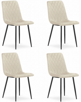 Valora TURIN Stuhl Beige Samt Ergonomisches Design x4