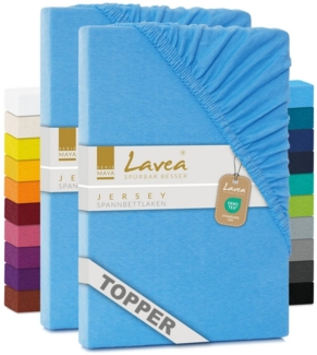 Lavea Spannbettlaken Maya, in Gr. 60x140, 90x200, 120x200, 140x200, 180x200 oder 200x220 cm, Baumwolle, Gummizug: rundum, (2 Stück), Jersey Spannbetttuch für Topper, Boxspring- und Wasserbetten