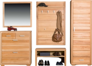 Garderoben Set Genf I Kernbuche Massivholz geölt 5-teilig