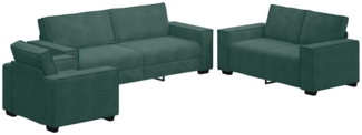 vidaXL 3-tlg. Sofagarnitur mit Kissen Dunkelgrün Samt 3324620
