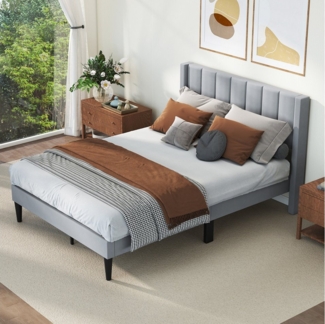 COSTWAY Polsterbett (1-tlg), Bettgestell, Doppelbett, für 140x200cm Matratze