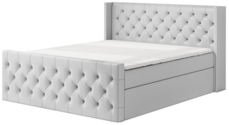 A&J MöbelLand GmbH Boxspringbett LUNA mit 2 Bettkästen, Bonell-Matratze und Topper.