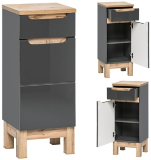 Badmöbel Unterschrank SOLNA-56 inkl. Standfüßen, Hochglanz grau, B x H x T ca. 35 x 86 x 33cm