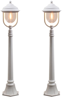 2er-Set weiße Wegeleuchten PARMA aus Aluminium, E27, IP43, H.: 118 cm