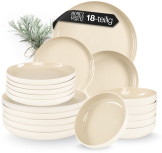 Moritz & Moritz Kombiservice CAVO Geschirrset - Sand (18-tlg), 6 Personen, Steinzeug, für 6 Personen aus Steinzeug
