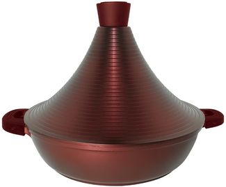 Aluguss Tajine Tagine Ø32cm Induktion Silikongriffe Gartopf Dampfgarer Bräter Burgundy