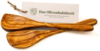 dasOlivenholzbrett Pfannenwender 2er Set Pfannenwender aus Olivenholz mit Mulde und Ecke