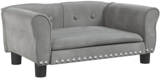 vidaXL Hundebett, Samt, Hellgrau, 70 x 45 x 30 cm