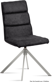 Esszimmerstuhl drehbar (4er-Set) Dulcea 47 x 92 x 60 Edelstahl/Anthrazit