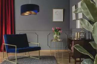 BPS Koncept 060-161 Hängeleuchte Galaxy marineblau, Kobalt, Gold 1 x E27 Ø 50cm H:105cm dimmbar