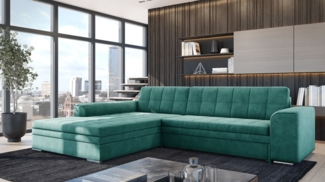 Ecksofa Schlafsofa Sofa LUSAKA in Stoff Fresh Meeresgrün Ottomane Links