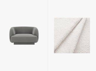 Micadoni Sessel Miley 1-Sitzer Boucle Weiß Kunststoff schwarz