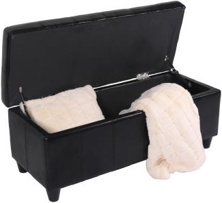 Bank Sitzbank MIT Aufbewahrung Kriens Leder + Kunstleder 112x45x45cm FSC®-zertifiziert ~ schwarz