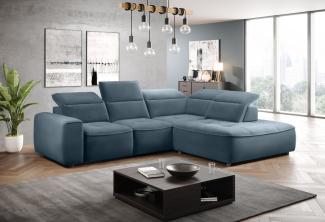 Stylefy Colton L Ecksofa Struktur JAZZ Pastellblau Rechts