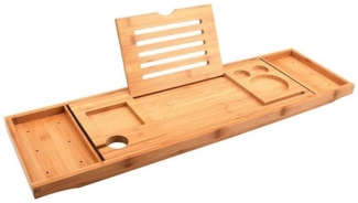 BlingBin Badewannenablage Badewannenbrett Bamboo Bathtub Caddy Tray Badewanne Tablett für Wanne, Badewanne Veranstalter für Buch Tablet Wein Glas Tasse Handtuchhalter