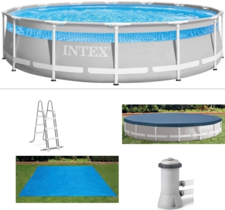 Intex Framepool Clearview Prism Frame Pool, ØxH: 422x107 cm, massive Konstruktion aus pulverbeschichtetem Stahl